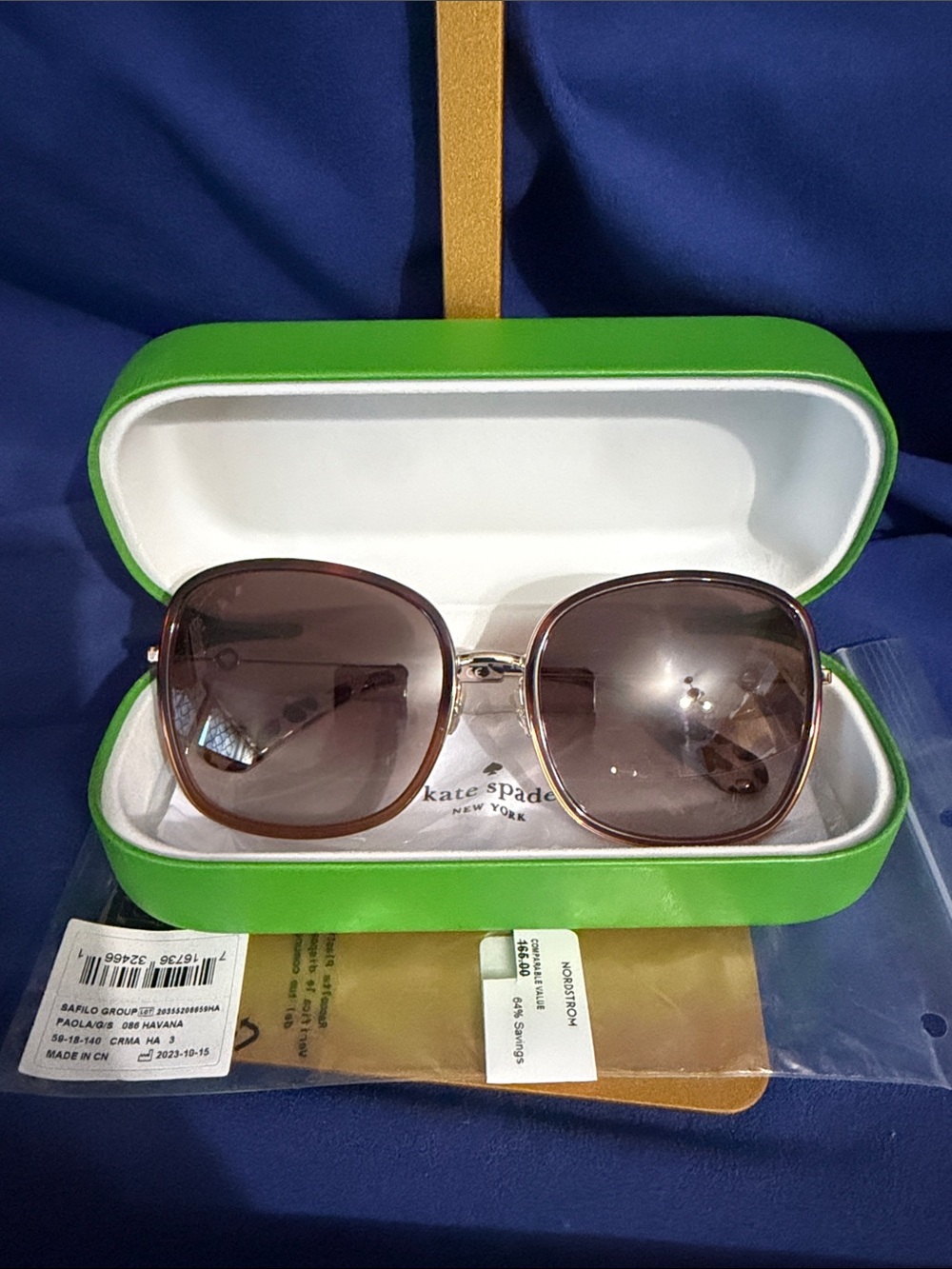 kate spade Brown Gradient Square Sunglasses with Gold Trim